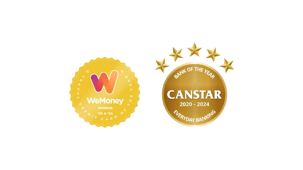 Canstar Innovation Excellence Award in 2023 and WeMoney Travel Credit Card of the Year Award in both 2023 & 2024