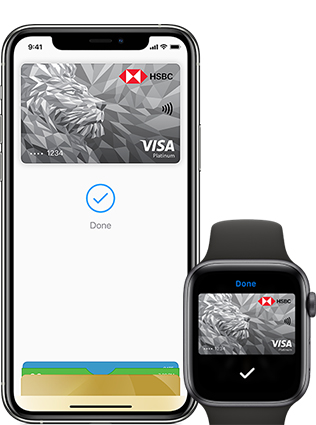 Apple pay with HSBC card on iPhone and Apple Watch.